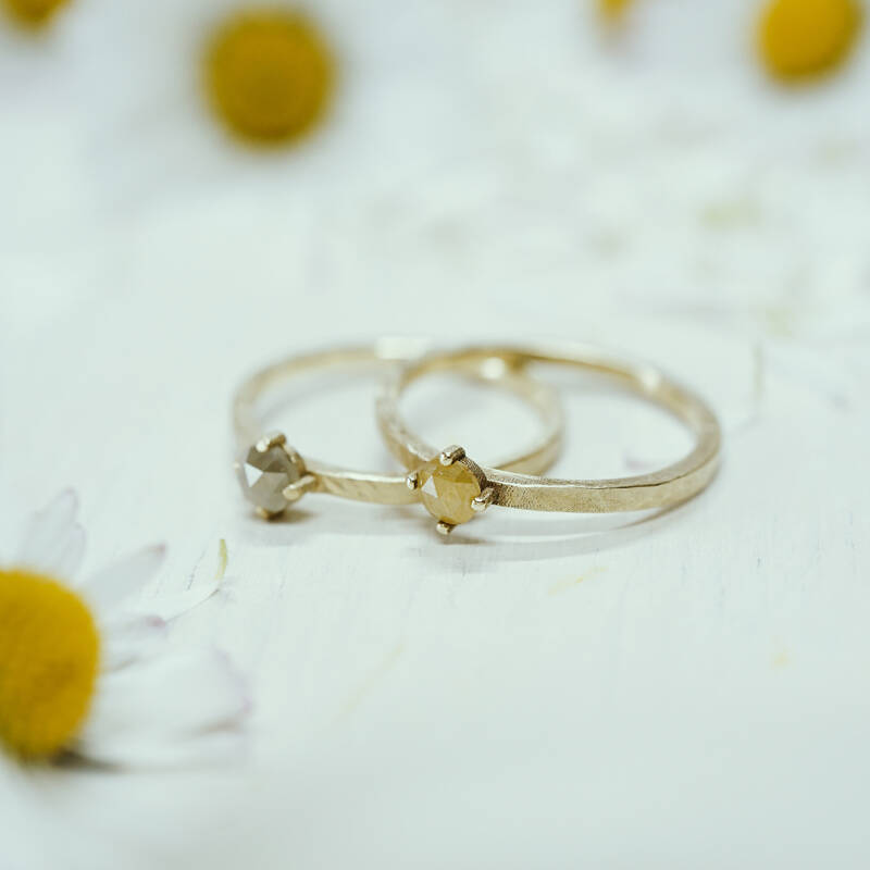  FINGERGLÜCK - Verlobungsringe Solitär mit Diamantrose