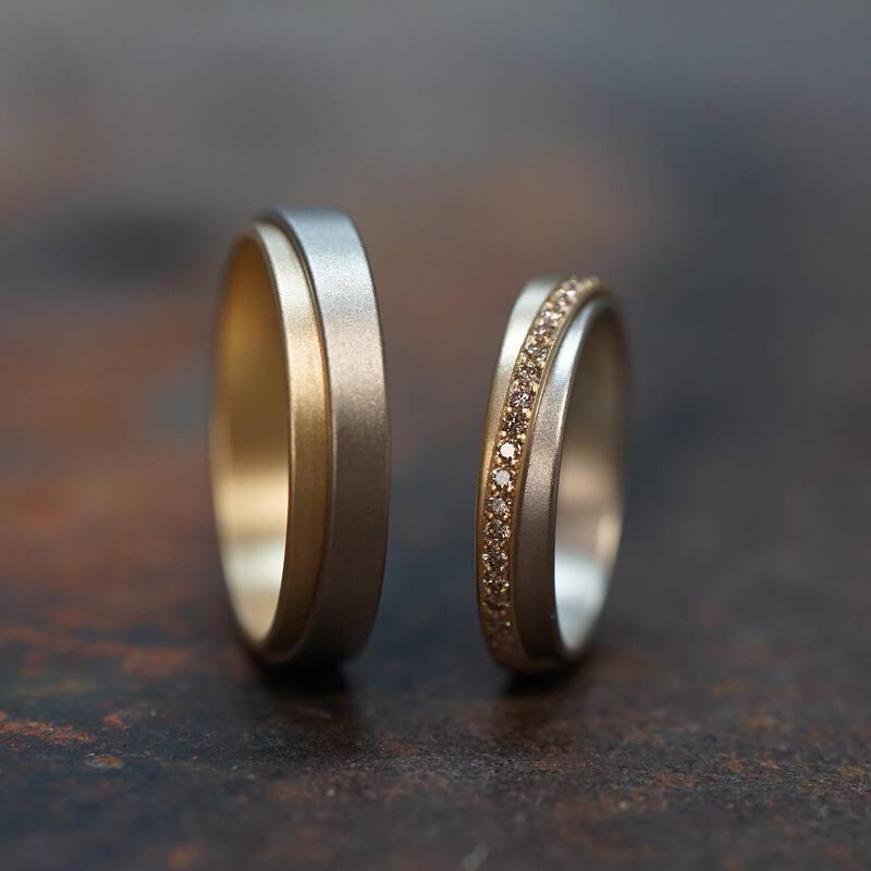 Ringe TANGO – Weissgold und Dawnrose